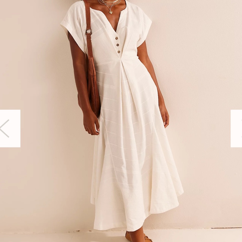 Free people outta here midi ivory dress